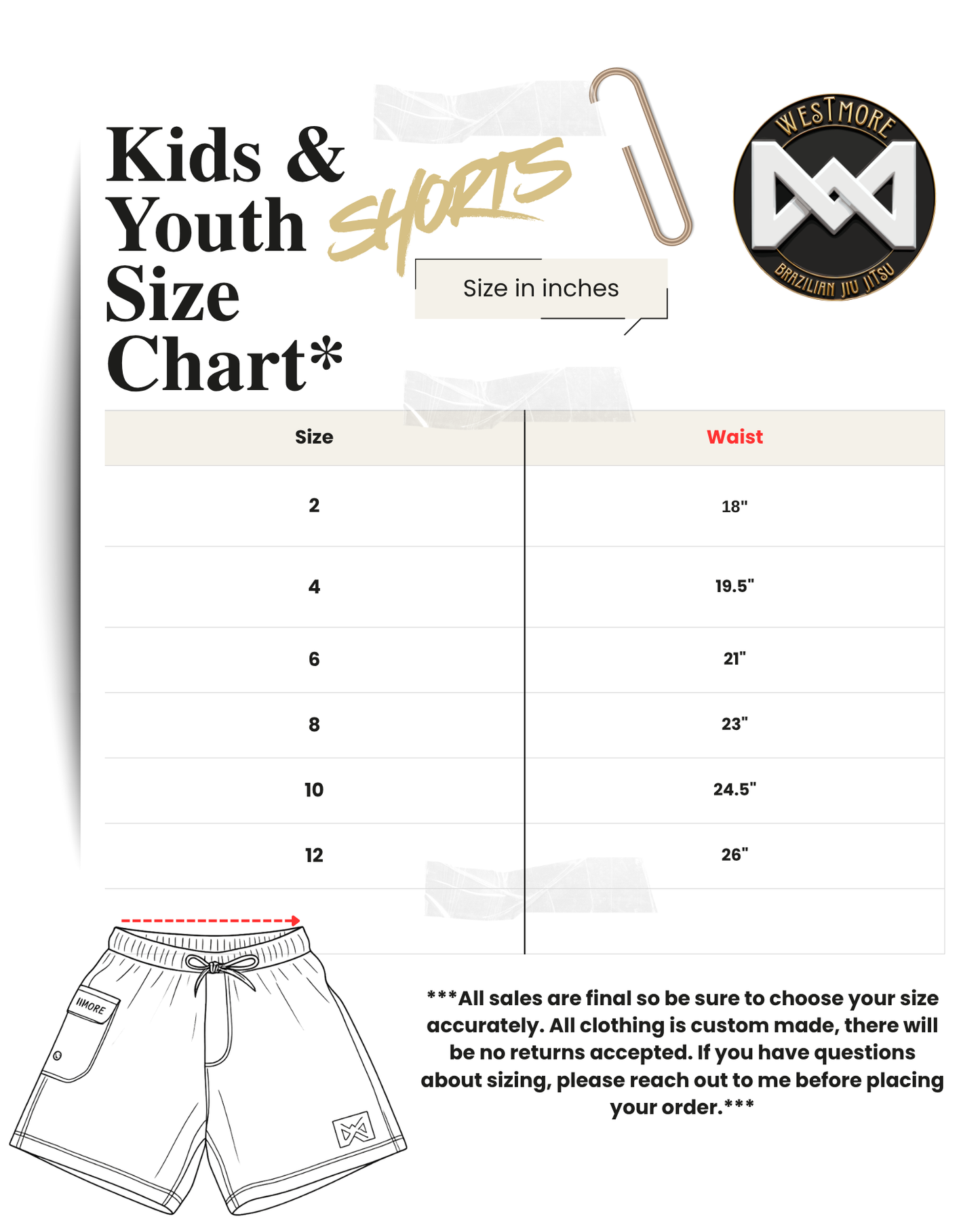 Beasts of One Nation Westmore BJJ Youth Board Shorts (Elastic Waistband)